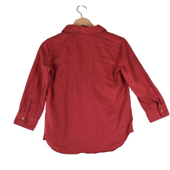 Lauren Ralph Lauren Petite P/P Red 100% Linen Utility Button Shirt Petite Small - Picture 3 of 7